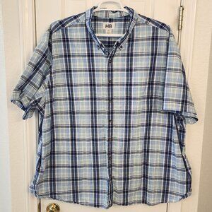HB Blue Multi Plaid Short Sleeve Shirt – 4XL – Cotton Blend
